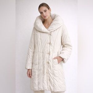 Larry Levine Down Ivory Long Puffer Coat Size M